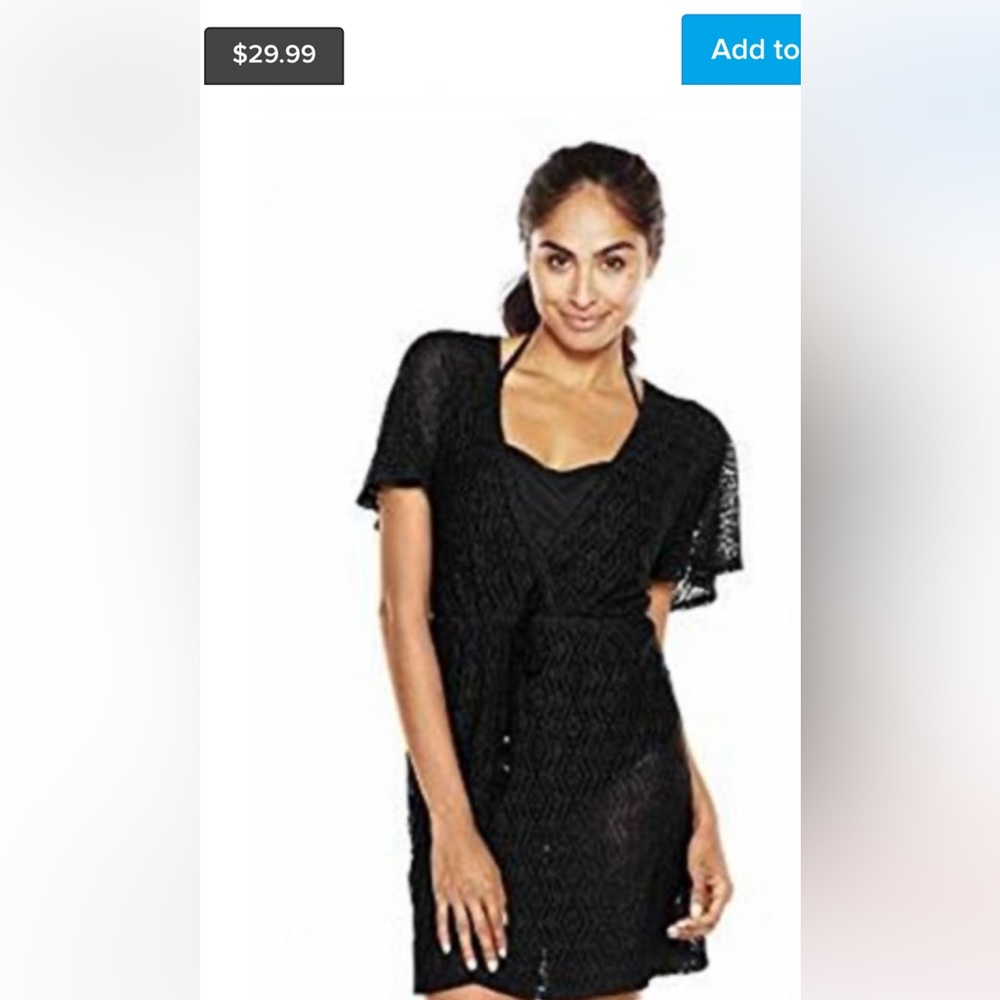 Apt 9 black swim coverup with tie waist - size large